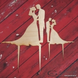 Ženích a nevesta s vlečkou - dekorácia z dreva
