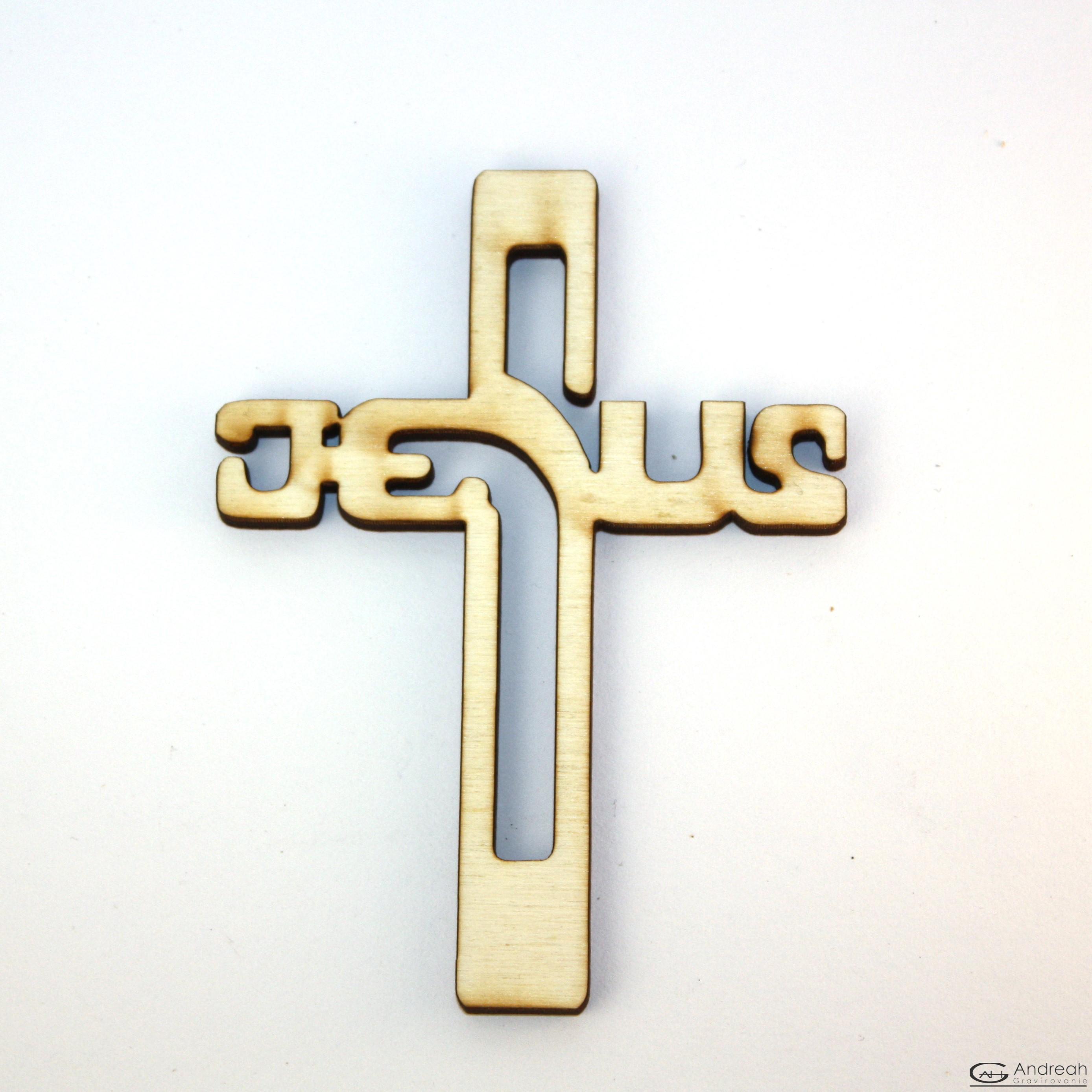 Krížik s nápisom Jesus z dreva