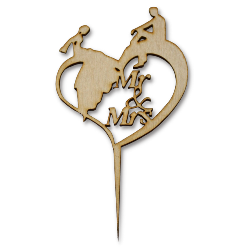 MR & MRS v srdci - dekorácia z dreva