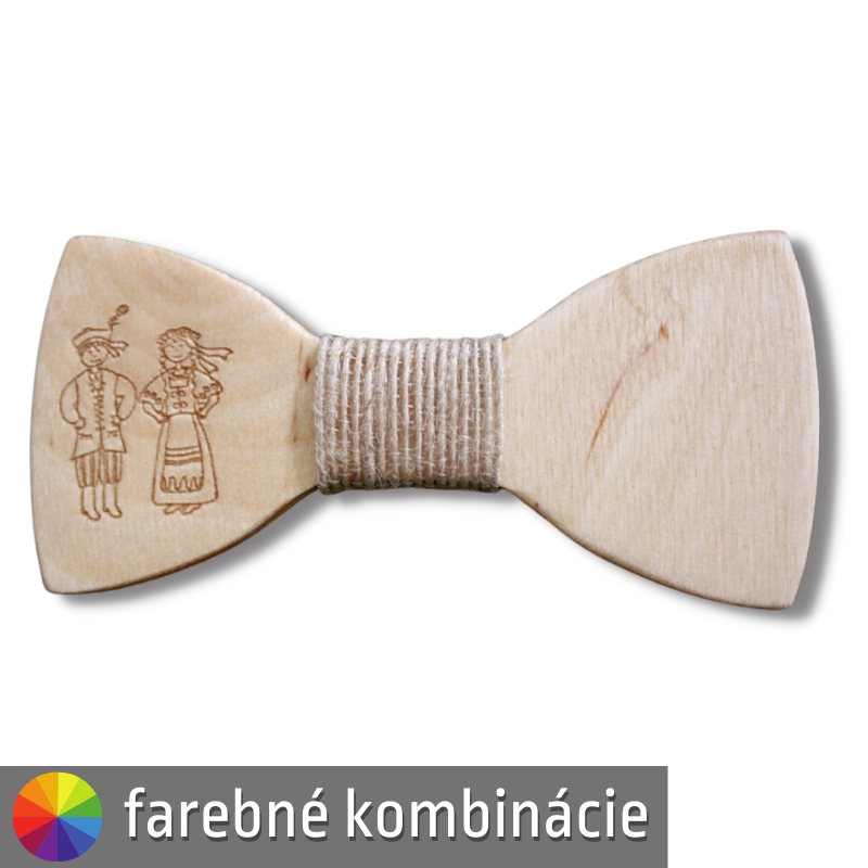 Motýlik z dreva s postavami v krojoch