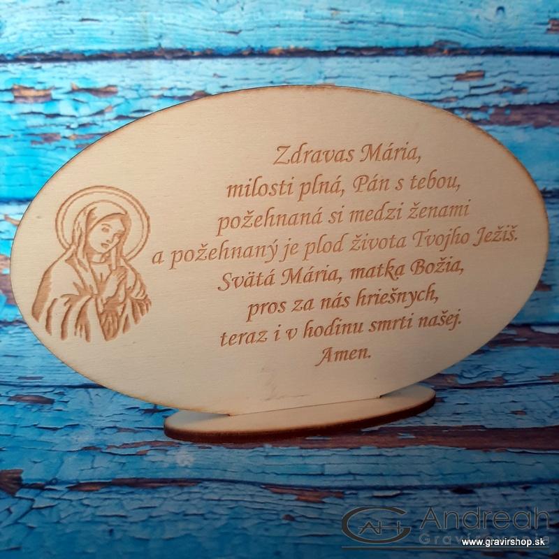 Drevená tabuľka Zdravas Mária