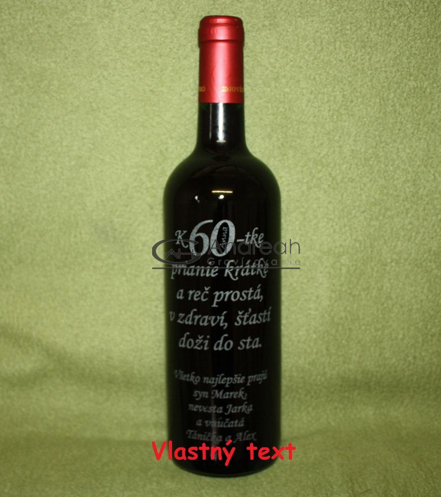 Víno s gravírovaným vlastným textom, logom