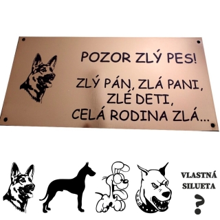 Výstražná tabuľka "Pozor pes" s vlastným obrázkom a textom z plastu 