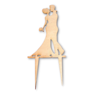 Ženích a nevesta s kyticou - dekorácia z dreva