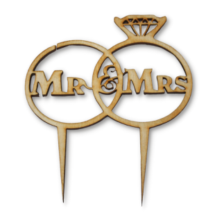 MR & MRS v obrúčkach - dekorácia z dreva
