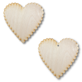 Zúbkované srdce na dekorovanie z dreva
