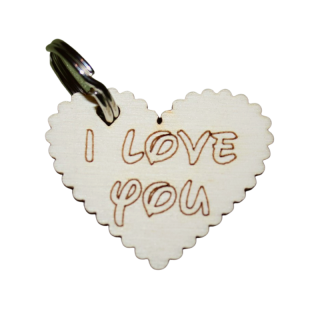 Kľúčenka z dreva srdce "I love you"